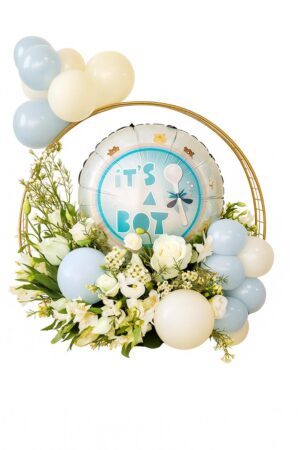 Gender Reveal Balloon & Floral Arrangement